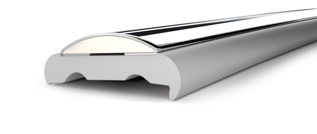 Barra in acciaio inox con base standard in PVC.