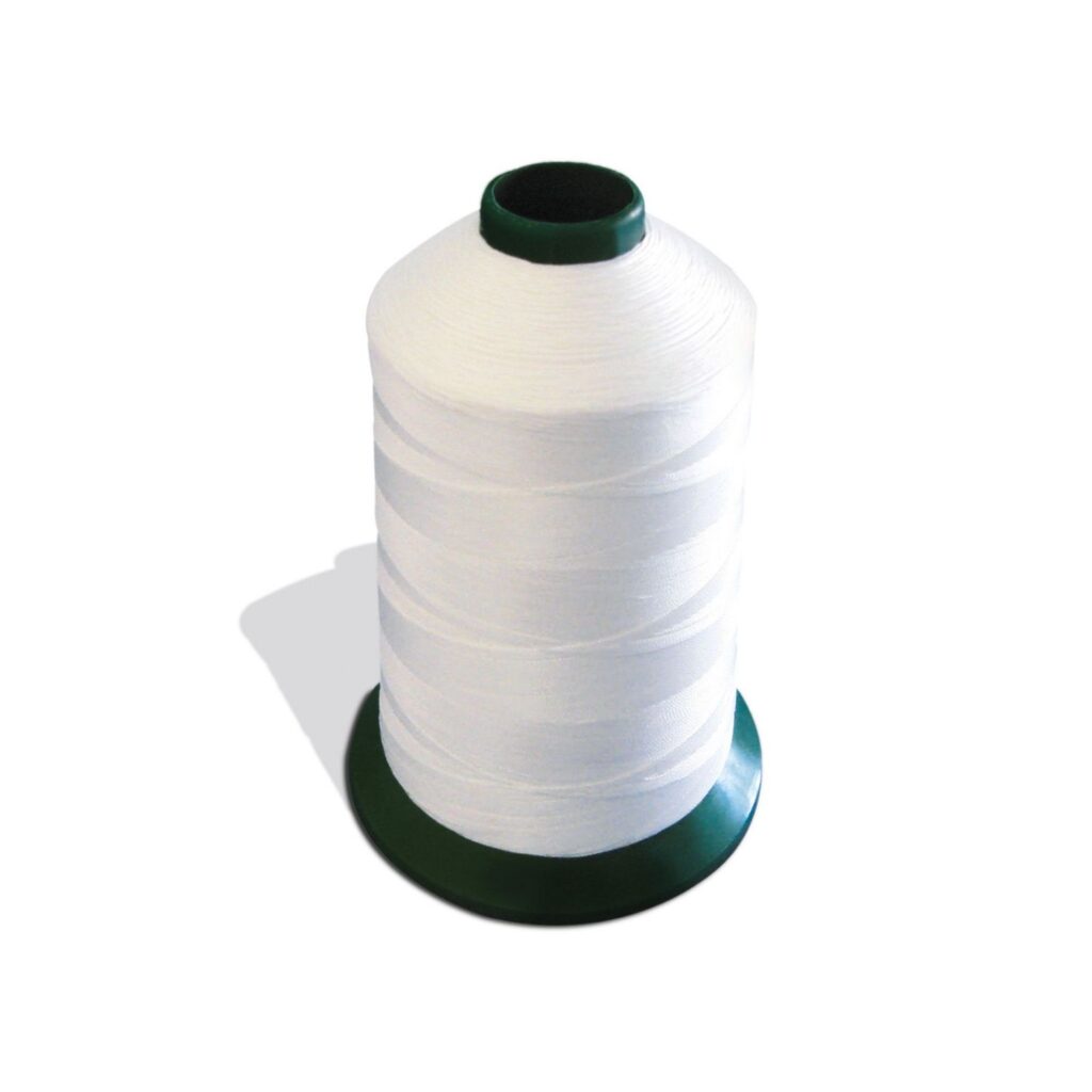 Filo da cucire in poliestere ad alta resistenza. Colore bianco Titolo 40. Rotoli da 4000 mt